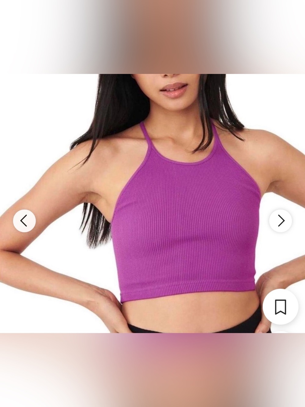 Free People Ribbed Halter Crop Top in Vibrant Purple